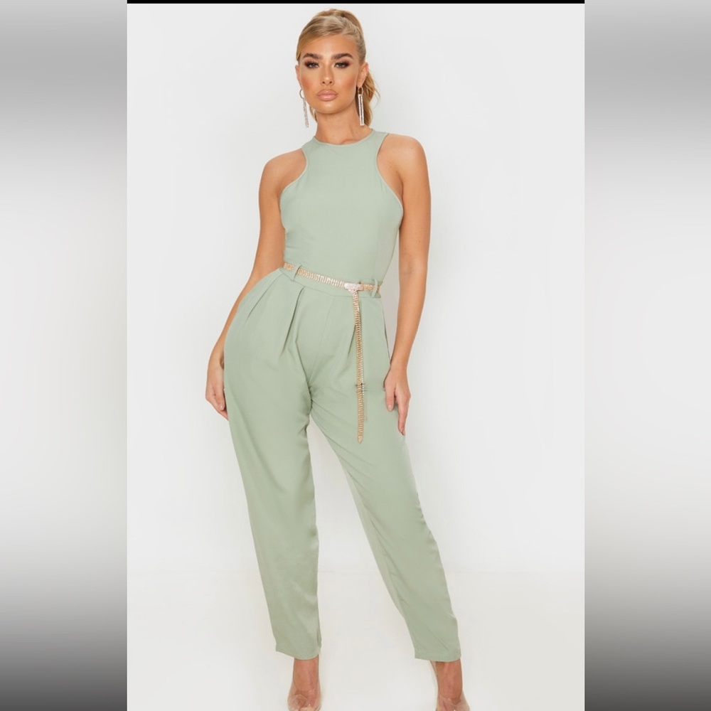 PrettyLittleThing Sage Green Jumpsuit